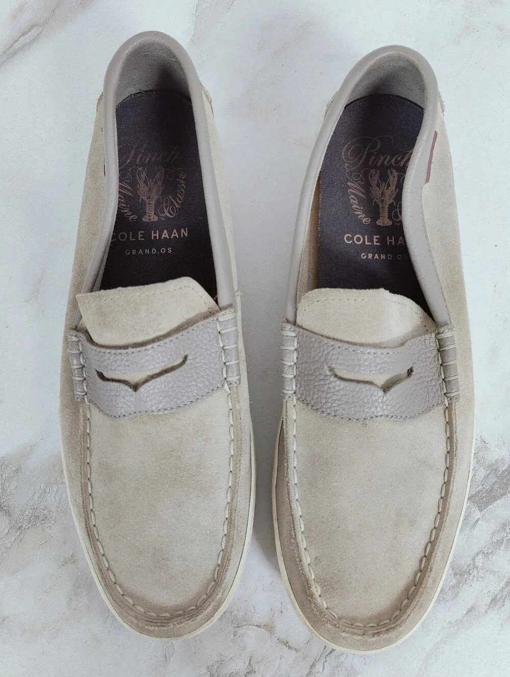 Cole Haan Men's Grand.OS Pinch Weekender Loafers Tan Grey Suede, Sz 11